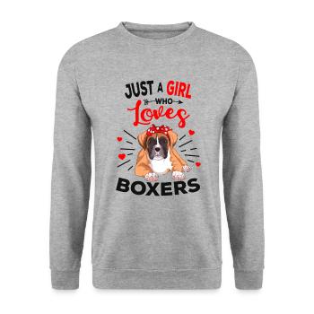 Chien boxer - Sweat-shirt Unisexe - gris chiné - Devant - Alina (178cm) & Michal (187cm)