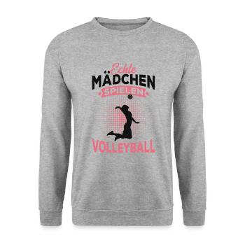 Volleyball Mädchen - Unisex Pullover - Weißgrau meliert - Vorne - Alina (178cm) & Michal (187cm)