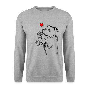 Staffordshire Bullterrier - Sweat-shirt Unisexe - gris chiné - Devant - Alina (178cm) & Michal (187cm)