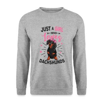 teckel - Sweat-shirt Unisexe - gris chiné - Devant - Alina (178cm) & Michal (187cm)
