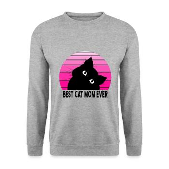 Katzen Mama - Unisex Pullover - Weißgrau meliert - Vorne - Alina (178cm) & Michal (187cm)