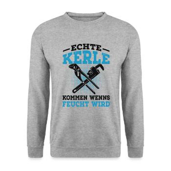 Klempner - Unisex Pullover - Weißgrau meliert - Vorne - Alina (178cm) & Michal (187cm)
