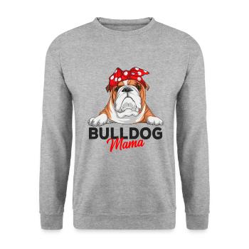 Englische Bulldogge - Unisex Pullover - Weißgrau meliert - Vorne - Alina (178cm) & Michal (187cm)