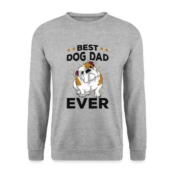 Englische Bulldogge - Unisex Pullover - Weißgrau meliert - Vorne - Alina (178cm) & Michal (187cm)