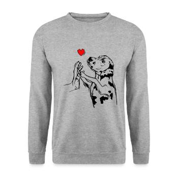 Les Dalmatiens aiment les chiens maîtresses - Sweat-shirt Unisexe - gris chiné - Devant - Alina (178cm) & Michal (187cm)