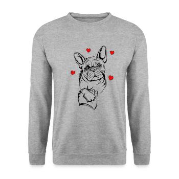 Bouledogue français - Sweat-shirt Unisexe - gris chiné - Devant - Alina (178cm) & Michal (187cm)
