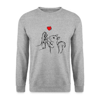 Eichhörnchen - Unisex Pullover - Weißgrau meliert - Vorne - Alina (178cm) & Michal (187cm)