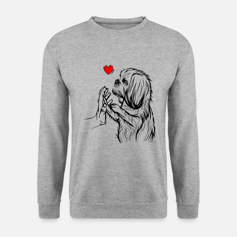 Shih Tzu - Unisex Pullover - Weißgrau meliert