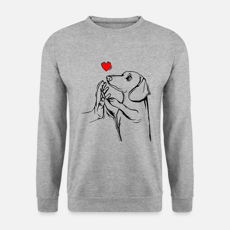 Dackel - Unisex Pullover - Weißgrau meliert