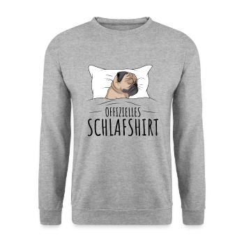 Mops - Unisex Pullover - Weißgrau meliert - Vorne - Alina (178cm) & Michal (187cm)