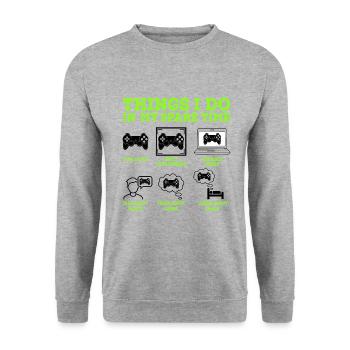 Gamer - Unisex Pullover - Weißgrau meliert - Vorne - Alina (178cm) & Michal (187cm)