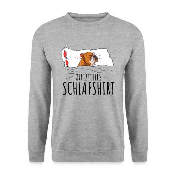 Englische Bulldogge - Unisex Pullover - Weißgrau meliert - Vorne - Alina (178cm) & Michal (187cm)