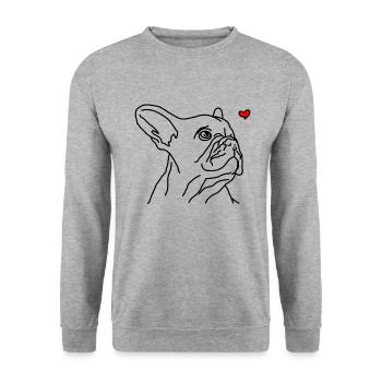 Bulldog français - Sweat-shirt Unisexe - gris chiné - Devant - Alina (178cm) & Michal (187cm)
