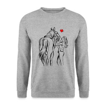 Cheval - Sweat-shirt Unisexe - gris chiné - Devant - Alina (178cm) & Michal (187cm)