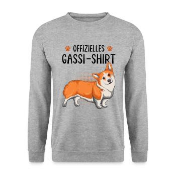 Corgi - Unisex Pullover - Weißgrau meliert - Vorne - Alina (178cm) & Michal (187cm)