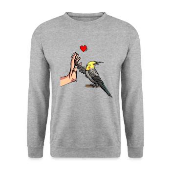 Nymphensittich amour oiseau perroquet - Sweat-shirt Unisexe - gris chiné - Devant - Alina (178cm) & Michal (187cm)
