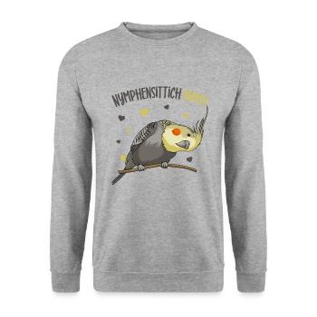Nymphensittich - Unisex Pullover - Weißgrau meliert - Vorne - Alina (178cm) & Michal (187cm)