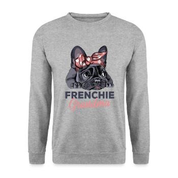 Bulldog français - Sweat-shirt Unisexe - gris chiné - Devant - Alina (178cm) & Michal (187cm)