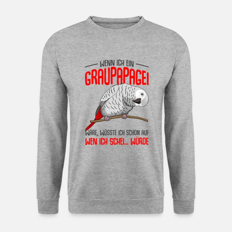 Graupapagei - Unisex Pullover - Weißgrau meliert