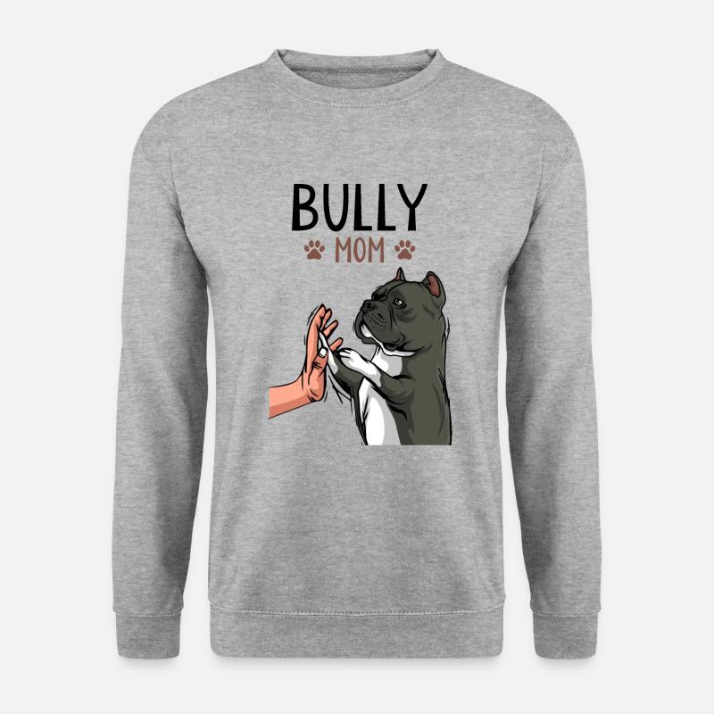 American Bully Mom Hunde Mama - Unisex Pullover - Weißgrau meliert