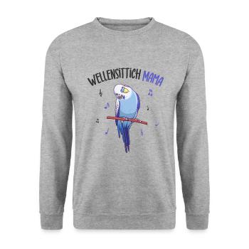 Wellensittich - Unisex Pullover - Weißgrau meliert - Vorne - Alina (178cm) & Michal (187cm)
