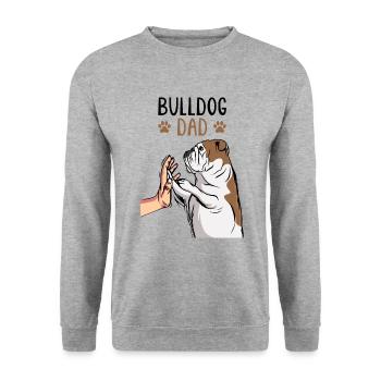 English Bulldog Dad Dog Holder - Unisex Sweatshirt - salt & pepper - Front - Alina (178cm) & Michal (187cm)