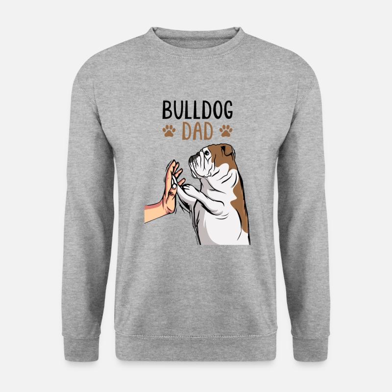 Englische Bulldogge Papa Hundehalter - Unisex Pullover - Weißgrau meliert