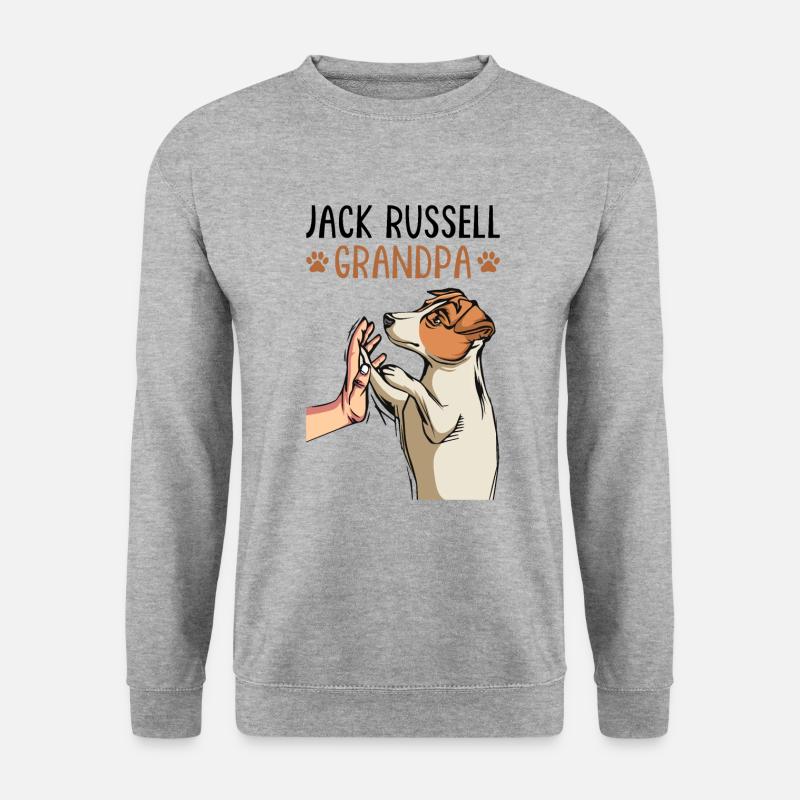 Jack Russell Opa Hundehalter Geschenk - Unisex Pullover - Weißgrau meliert