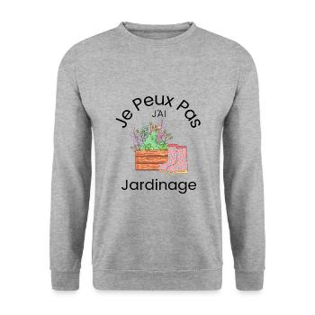 Je Peux pas j ái Jardinage humour - Sweat-shirt Unisexe - gris chiné - Devant - Alina (178cm) & Michal (187cm)