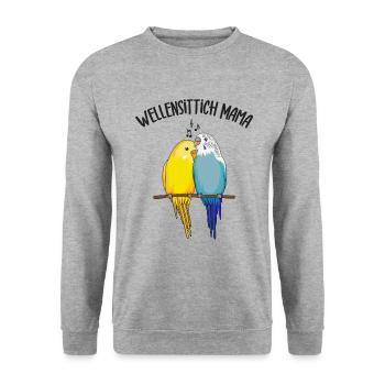 Wellensittich - Unisex Pullover - Weißgrau meliert - Vorne - Alina (178cm) & Michal (187cm)