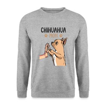 Chihuahua Mom Frauchen Hunde Mama - Unisex Pullover - Weißgrau meliert - Vorne - Alina (178cm) & Michal (187cm)
