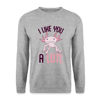 axolotl - Unisex Sweatshirt - salt & pepper - Front - Alina (178cm) & Michal (187cm)