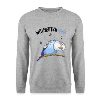 Wellensittich - Unisex Pullover - Weißgrau meliert - Vorne - Alina (178cm) & Michal (187cm)