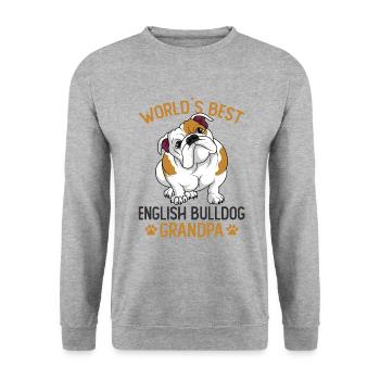 Englische Bulldogge - Unisex Pullover - Weißgrau meliert - Vorne - Alina (178cm) & Michal (187cm)
