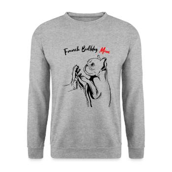 Bulldog français - Sweat-shirt Unisexe - gris chiné - Devant - Alina (178cm) & Michal (187cm)