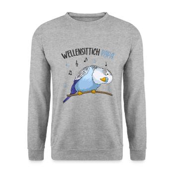 Wellensittich - Unisex Pullover - Weißgrau meliert - Vorne - Alina (178cm) & Michal (187cm)