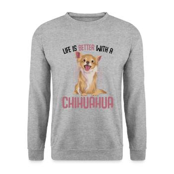 Chihuahua - Unisex Sweatshirt - salt & pepper - Front - Alina (178cm) & Michal (187cm)