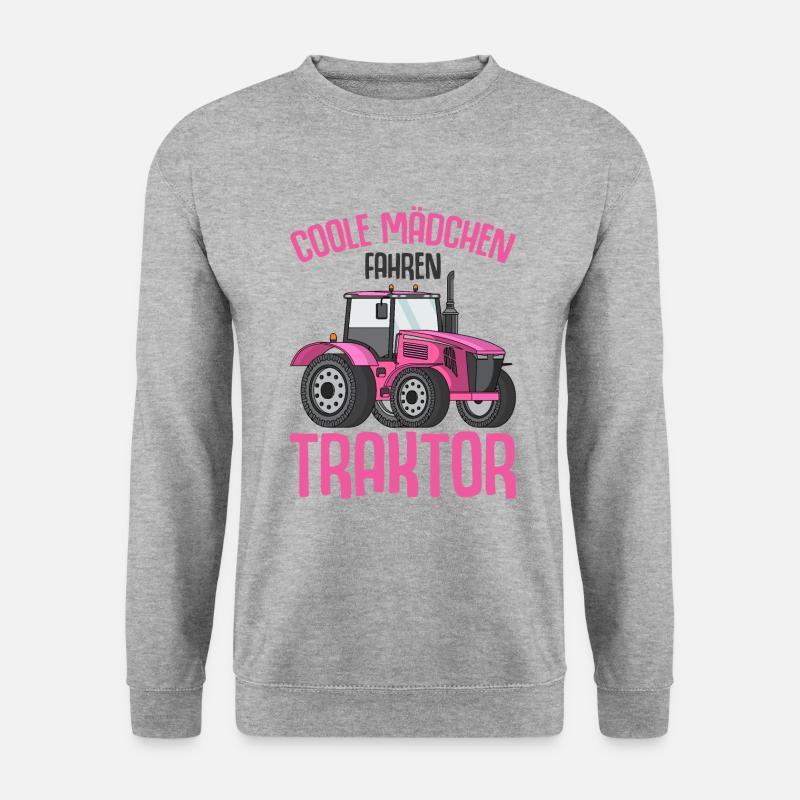 Traktor Mädchen - Unisex Pullover - Weißgrau meliert
