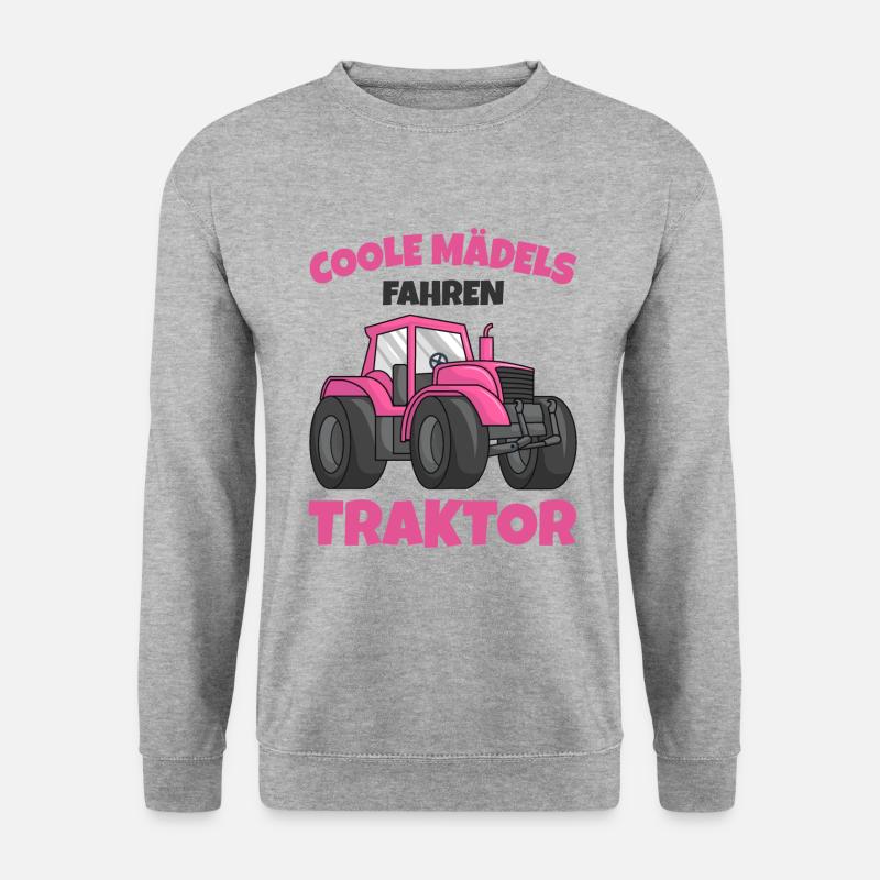 Traktor Mädchen - Unisex Pullover - Weißgrau meliert