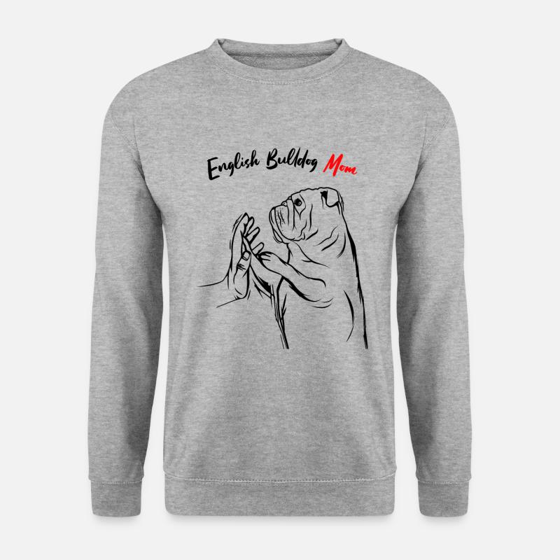 Englische Bulldogge - Unisex Pullover - Weißgrau meliert