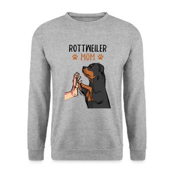 Rottweiler Mama Hunde Mom Frauchen - Unisex Pullover - Weißgrau meliert - Vorne - Alina (178cm) & Michal (187cm)