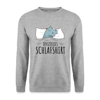 Nilpferd Hippo - Unisex Pullover - Weißgrau meliert - Vorne - Alina (178cm) & Michal (187cm)