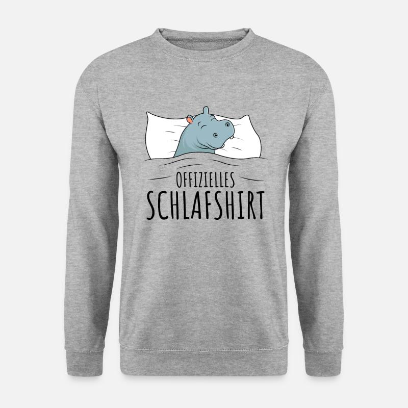 Nilpferd Hippo - Unisex Pullover - Weißgrau meliert