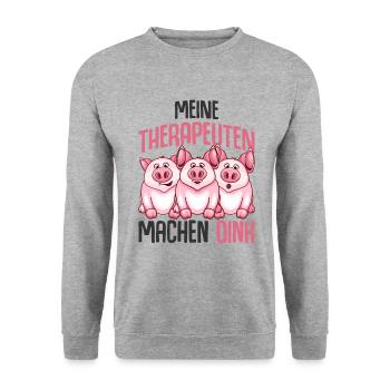 Schweine - Unisex Pullover - Weißgrau meliert - Vorne - Alina (178cm) & Michal (187cm)