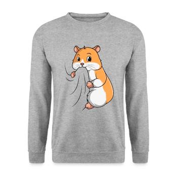 Hamster - Unisex Pullover - Weißgrau meliert - Vorne - Alina (178cm) & Michal (187cm)