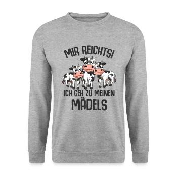 Kühe - Unisex Pullover - Weißgrau meliert - Vorne - Alina (178cm) & Michal (187cm)