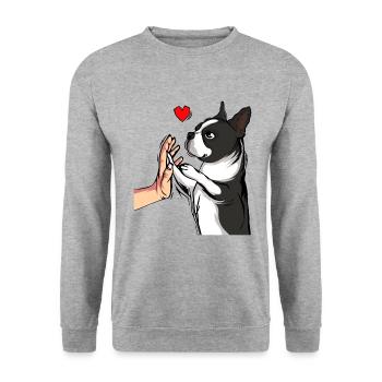 Boston Terrier Dogs Dear Mistress - Unisex Sweatshirt - salt & pepper - Front - Alina (178cm) & Michal (187cm)