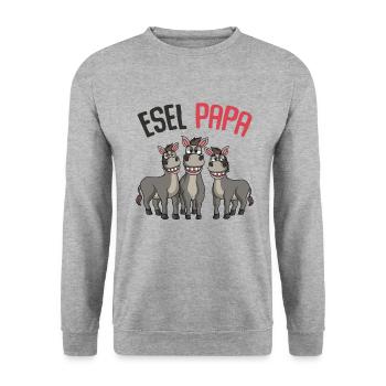 Esel Papa - Unisex Pullover - Weißgrau meliert - Vorne - Alina (178cm) & Michal (187cm)