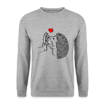Igel - Unisex Pullover - Weißgrau meliert - Vorne - Alina (178cm) & Michal (187cm)