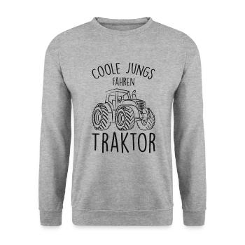 Traktor Kinder - Unisex Pullover - Weißgrau meliert - Vorne - Alina (178cm) & Michal (187cm)